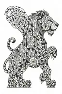 A geometric pattern inspired by online gaming motifs and featuring a lion motif tattoo design idea