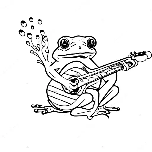 frog playing guitar  tattoo design idea