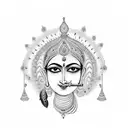 RadheKrishna written in cursive hindi with a little flute and Peacock feather aroound side tattoo design idea