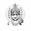 RadheKrishna written in cursive hindi with a little flute and Peacock feather  tattoo design idea