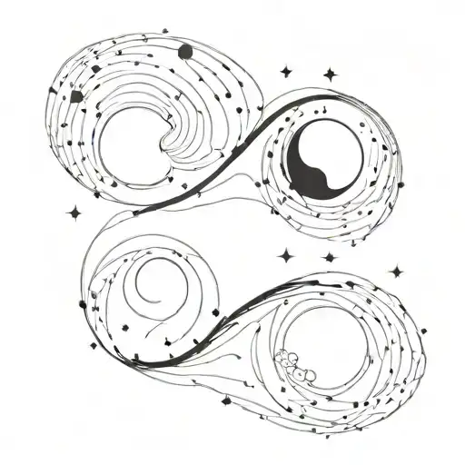 Yin and yang + black hole interstellar objects like planets tattoo design idea