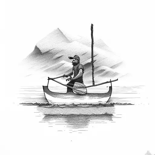 A man carrying the boats and logs tattoo design idea