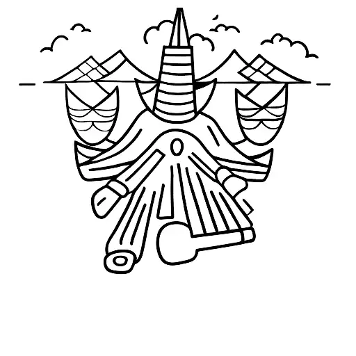 A man carrying the boats and logs tattoo design idea