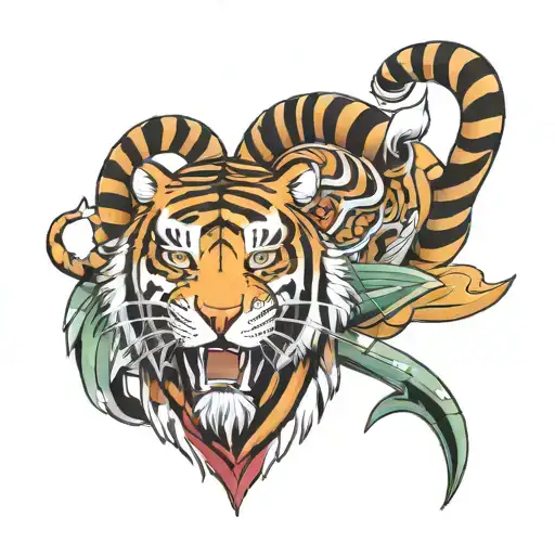 tiger and spartan warrior tattoo design idea