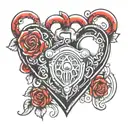 red lock in shape of heart tramp stamp tattoo that embodies tattoo design idea