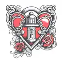 red lock in shape of heart tramp stamp tattoo that embodies tattoo design idea