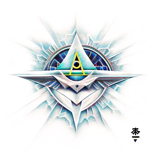 illuminati with japanese building tattoo design idea