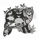 patchwork style animal sleeve. bottom with kelp, otters, sea life, then land-dwelling animals, then a branch w/ birds   tattoo design idea