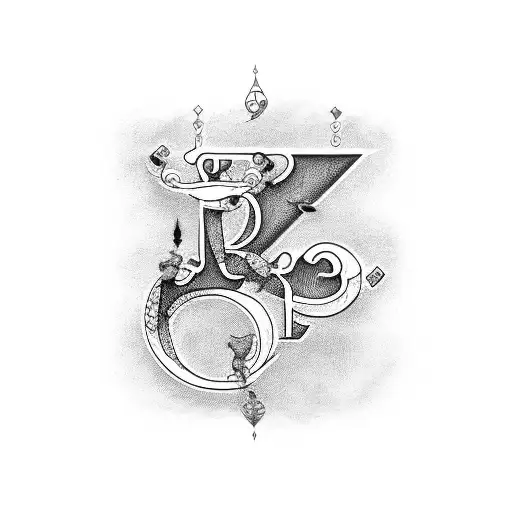 initials P J E tattoo design idea