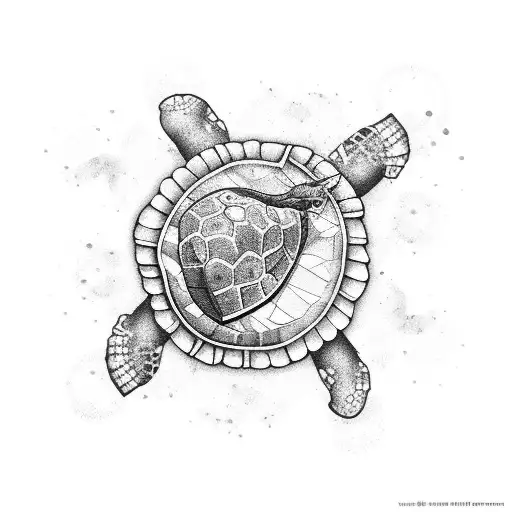 turtle with Navy Electrician vector  globe logo as shell pattern tattoo design idea