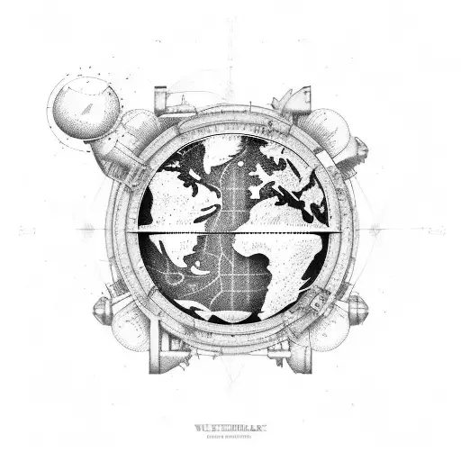 navy electrician vector globe tattoo design idea