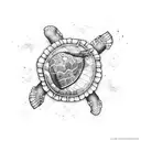 turtle with Navy Electrician vector  globe logo as shell pattern tattoo design idea