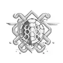 turtle with Navy Electrician vector  globe logo as shell pattern tattoo design idea