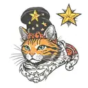 cat beanie with stars tattoo design idea
