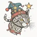 cat beanie with stars tattoo design idea