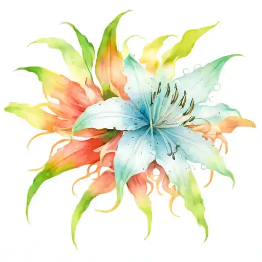 red spider lily flower tattoo design idea