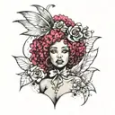 fairy with afro puffs tattoo design idea
