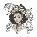 fairy with afro puffs tattoo design idea