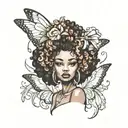 fairy with afro puffs tattoo design idea