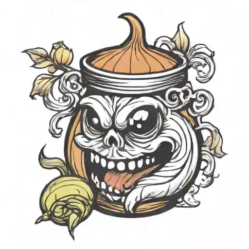 crying onion jar tattoo design idea