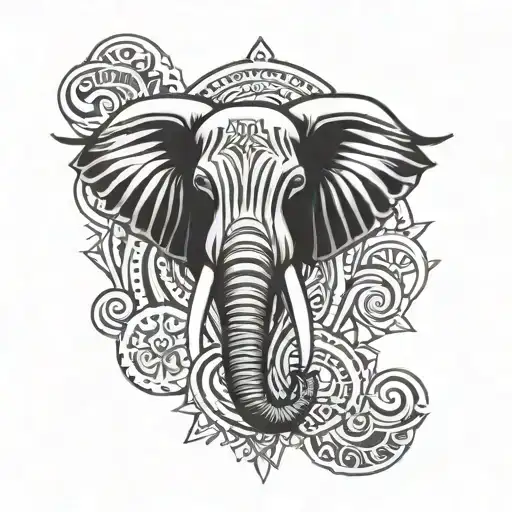 African tribal elephant head tattoo design idea
