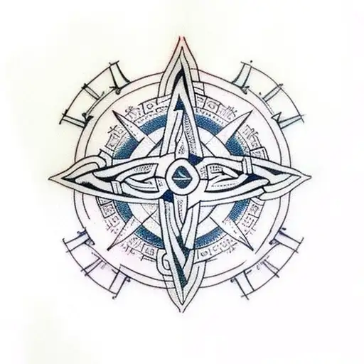 celtic compass with deer head tattoo tattoo design idea