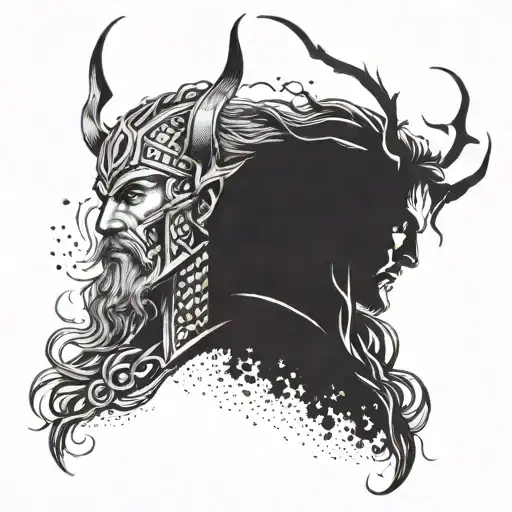 god of wind blowing and god of thunder tattoo design idea