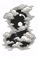 Japanese clouds united with a moon tattoo design idea