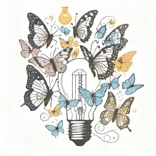 butterflies and lightbulb tattoo design idea