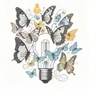 butterflies and lightbulb tattoo design idea