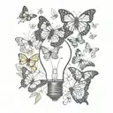 butterflies and lightbulb tattoo design idea