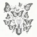butterflies and lightbulb tattoo design idea