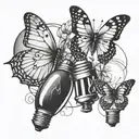 butterflies and lightbulb tattoo design idea