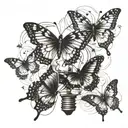 butterflies and lightbulb tattoo design idea