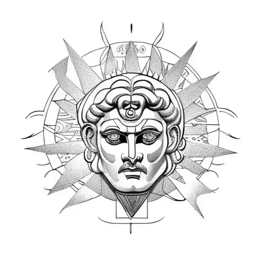 Greek god of sun prevailing over Hades tattoo design idea