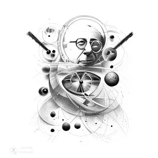 time, space, relativity, music, art, science, cosmos, jean-paul sartre, sad tattoo design idea
