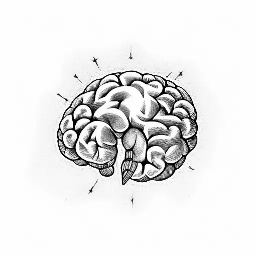 weapon inside a brain tattoo design idea