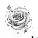 A dotwork tattoo of a rose intertwined with a moose antler tattoo design idea