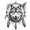 dreamcatcher with a wolf head tattoo design idea
