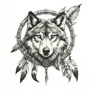 dreamcatcher with a wolf head tattoo design idea