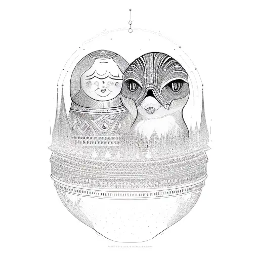 stacked russian nesting doll tattoo design idea