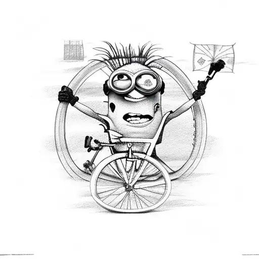 bike and minions tattoo design idea