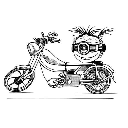 bike and minions tattoo design idea
