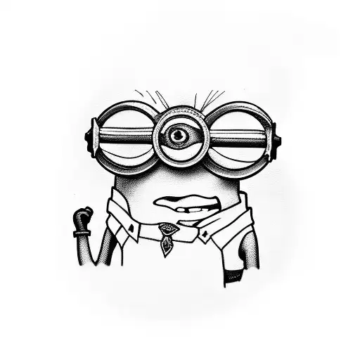 bike and minions tattoo design idea