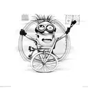 bike and minions tattoo design idea