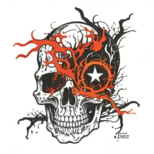 Skull and Flames tattoo design idea