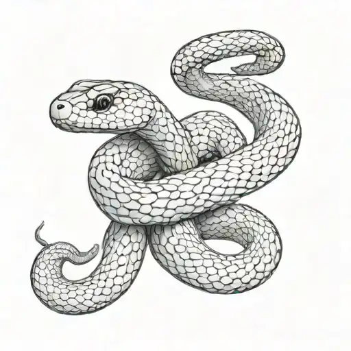 two headed snake wrapped. large split between them. one head facing up one facing down. tattoo design idea