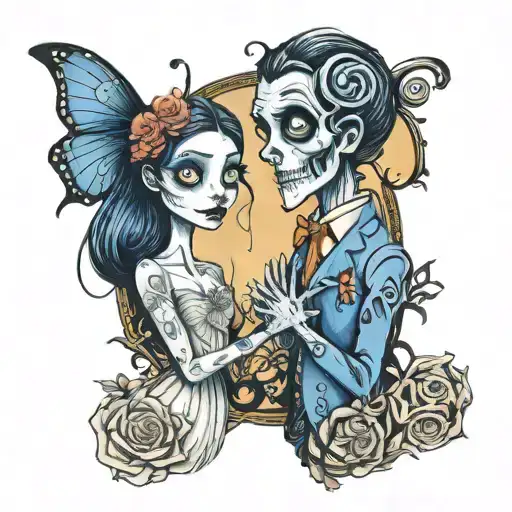 the corpse bride and coraline  tattoo design idea