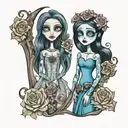 the corpse bride and coraline  tattoo design idea