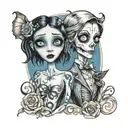 the corpse bride and coraline  tattoo design idea